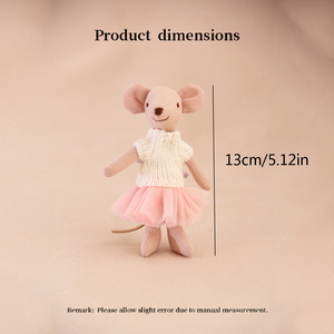 Coppia di Topolini di Peluche Fatti a Mano con Maglione Lavorato a Maglia e Tutu Bianco <span class=keywords><strong>Rosa</strong></span>, <span class=keywords><strong>Ballerina</strong></span> 13cm, Ornamento da Tavolo, Decorazione per la Casa, Regalo - Product Image 2