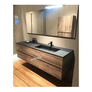 Mueble de baño resistente al agua, moderno y Artificial, montaje en pared, conjunto de lavabo de madera, tocador de baño