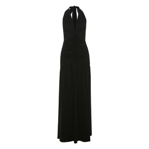 Nuovo arrivo abiti lunghi senza maniche da donna elegante festa profondo scollo a V - Product Image 5