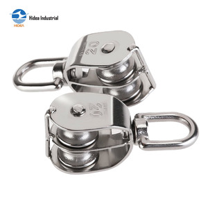 HIDEA Grue de levage marine et de manutention, crochet pivotant robuste en acier inoxydable 304 316, bloc de poulie pivotante à double gorge - Product Image 1