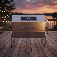 Gril à gaz commercial d'extérieur en acier inoxydable avec rôtissoire rotative sur roues pour agneau et cochon entiers, idéal pour la restauration et les restaurants