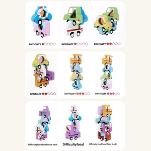 Ensemble de blocs d'empilage en <span class=keywords><strong>bois</strong></span> pour animaux pour enfants de 0 à 24 mois, jouet éducatif créatif avec design d'équilibre et d'ombre et de lumière superposés - Product Image 6