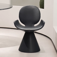 Chaise de salle à manger en cuir écologique de luxe italien, style moderne minimaliste, dossier rembourré, pieds en métal, pour la maison, le bar ou l'appartement