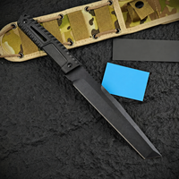 Couteau de survie robuste 8Cr13MoV à lame pleine, manche FRN, lame fixe, couteau tactique de chasse et de camping avec étui en nylon durable