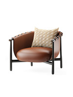 Fauteuil Minimaliste Vintage en Cuir Véritable - Inspiré des Designers Italiens - Chaise Longue de Luxe pour Villas et Espaces de Vie Haut de Gamme
