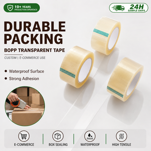 Ruban adhésif d'étanchéité en BOPP PLA acrylique à base de bio-matériaux pour l'emballage transparent haut de gamme, la fermeture de cartons et la personnalisation imprimée - Product Image 1