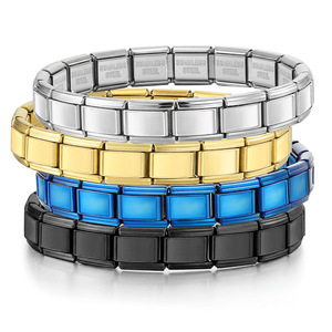 Bracelet modulaire en acier inoxydable, design géométrique, bijoux de mode unisexe, base de bracelet DIY, large format - Product Image 4