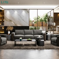 Ensemble de canapés de réception modernes en cuir, fauteuils de salon pour bureau, salle d'attente, bureau à domicile, appartement, mobilier professionnel