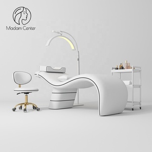 Camilla de Masaje Curva de Lujo Madamcenter, de Cuero Sintético, con Marco de Madera, Esponja de Alta Densidad, para Estética, Pestañas, Estudio Moderno - Product Image 1