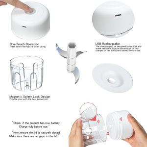 Hachoir à légumes électrique sans fil Portable multifonctionnel Mini maison cuisine robot culinaire cuisson ail acier inoxydable - Product Image 4