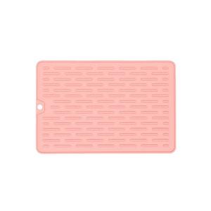 Tapis de cuisine rectangulaire en silicone résistant à la chaleur, couleur rose unie, pour protéger les casseroles et les bols - Product Image 1