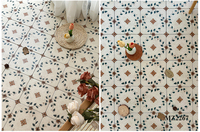 Carreaux de sol mats aspect artisanal 200x200, motif floral marocain décoratif, carreaux en porcelaine émaillée, durables