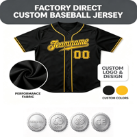 Maillot de baseball noir et jaune personnalisé, fabrication directe d'usine OEM ODM, boutonné pour équipe
