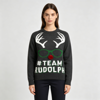 Pull en tricot de Noël drôle avec un renne au nez rouge, doux et chaud, pour femmes, tenue pour l'ambiance de la fête de Noël