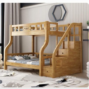 <b>Bunk</b> <b>Bed</b> Rubber <b>Wood</b> Solid <b>Wood</b> With Storage Drawers Ladder Stairs For Children Bedroom - Product Image 4