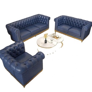 Di alta Qualità di lusso <span class=keywords><strong>moderno</strong></span> in metallo ottone miglior <span class=keywords><strong>blu</strong></span> divano in pelle set di mobili <span class=keywords><strong>soggiorno</strong></span> - Product Image 1