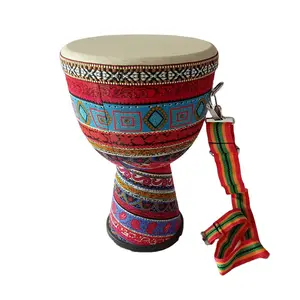 Tambor africano de madeira sólida, venda por atacado djembe tambor adulto 8 "12" pele de cabra djembe