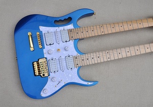 Flyoung <span class=keywords><strong>Guitarra</strong></span> Eléctrica de Doble Mástil (6 + <span class=keywords><strong>12</strong></span> <span class=keywords><strong>Cuerdas</strong></span>) Azul Metálico con Herrajes Dorados y Pastillas HSH a <span class=keywords><strong>Precio</strong></span> Económico - Product Image 2