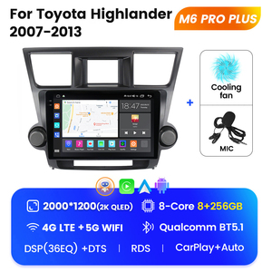 Système audio multimédia de voiture MEKEDE M6 PRO <span class=keywords><strong>Android</strong></span> 12 QLED pour Toyota Highlander 2007 2013 - Product Image 4
