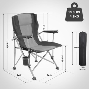 Easy Folding High-Back Portable Camping <b>Chair</b> Sturdy Steel Frame with Cup Holder Metal <b>Garden</b> <b>Chair</b> - Product Image 6