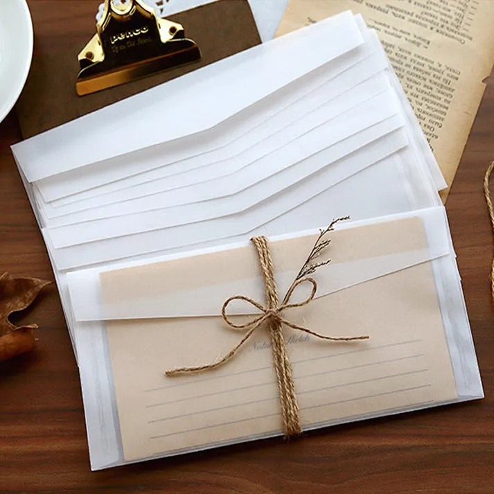 Hediye kartı ambalaj sülfürik asit zarf altın damgalama için yüksek kalite özel şeffaf beyaz tereyağı izleme kağıt zarf