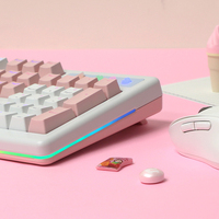 AN07S PINK USB Tipe Mekanik Cherry Gaming Keyboard Baru Outemu Optik 104 Tombol Tahan Air LED Backlit Indikator Efek 3D