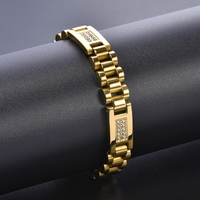 316L Edelstahl Gold Silber Präsidenten-Armband 3-reihiges Gliederarmband mit CZ-Steinplatte Uhrenarmband Faltschließe Schmuck für Männer Frauen Maßanfertigung OEM