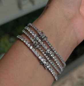 Bracelet Tennis Homme <span class=keywords><strong>Foxi</strong></span> en Argent Sterling 925 avec Moissanite VVS Couleur <span class=keywords><strong>D</strong></span> 3MM 4MM 5MM, Sertissage Glacé, Passe le Testeur de Diamant - Product Image 2