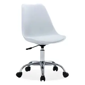 Chaises de salle à manger confortables avec coussin, siège en PP, base en métal, chaise de bureau avec roulettes - Product Image 2