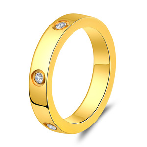 Three Color 4Mm Zircon Inlaid Stainless Steel <b>Couple</b> <b>Rings</b> For Everyday Wear Unisex Jewelry - Product Image 2