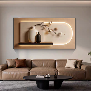 Cuadro de pared de cristal de arte moderno y lujoso para sala de estar, fondo de sofá, estampado de florero, decoración del hogar - Product Image 1