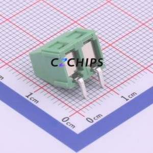 DG127R-5.08-02P-14-00A(H) Screw Terminal Block Bent Lead Through Hole,P=5.08mm Connector 1x2P 5.08mm Green Right Angle Insert - Product Image 2