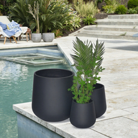 Kit de Pot de fleur rond en fibre de verre noir ou blanc de vente chaude utilisation intérieure ou extérieure taille de feuille géante pour application domestique