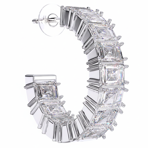 Pendientes de Aro Modernos Biojoux BENOITE de 20 mm Blancos para Mujer, Acero Inoxidable, Cristal, Diamantes de Imitación, Hipoalergénicos, Regalo, Modelo - Product Image 2