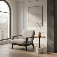 Table d'appoint ronde personnalisée en verre ambré avec base sculpturale en marbre blanc naturel, style moderne, pour villa, salon, hôtel, chambre à coucher