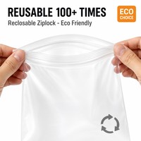 Sac de rangement robuste en PE avec fermeture éclair, transparent, épaissi, réutilisable, pochette en plastique à glissière pour vêtements et couettes, taille personnalisée