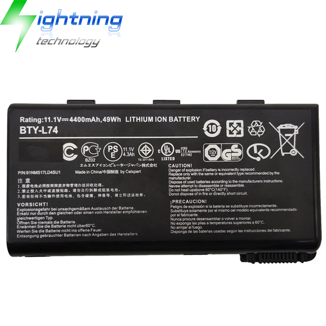 New Genuine Original BTY-L74 11.1V 4400mAh Laptop Battery for MSI A5000 A6000 A7200 CR500 CR600 CR610 CR630 CX610X BTY-L75