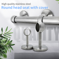 Support de tube de penderie en acier inoxydable, support de rail de suspension de rideau, support de tringle de placard, support de poteau central arrondi