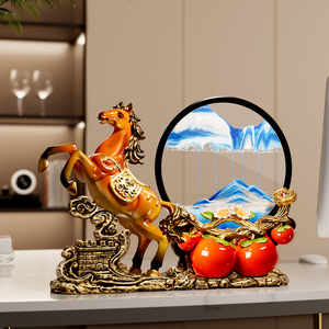 Nouvelle figurine de cheval porte-bonheur, sculpture de kaki en peinture de sable mouvant, cadeau de pendaison de crémaillère pour salon - Product Image 5