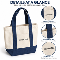 Sac fourre-tout en toile de coton écologique personnalisé avec logo, color-block, poche avant, idéal pour les vacances d'été à la plage et les voyages