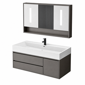 Set <span class=keywords><strong>Mobile</strong></span> <span class=keywords><strong>Bagno</strong></span> Moderno in Legno Massello di Lusso con Lavabo Sospeso - Product Image 1
