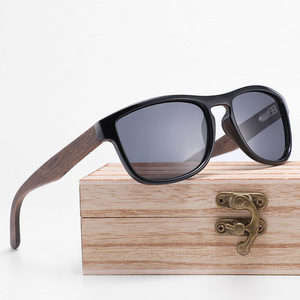 Lunettes de soleil classiques à monture carrée en bois de bambou pour hommes, protection UV400, monture noire en PC, verres TAC, mode extérieure, voyage, conduite - Product Image 3