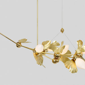 Lampu gantung langit-langit gantung bunga Laurel, lampu gantung untuk ruang tamu lampu gantung Flavia ruang tamu tempat lilin emas mewah modern - Product Image 2