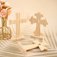 Décoration de crèche en bois de pin massif sculpté à la main, croix décorative découpée au laser, ornement chrétien pour l'avent, décoration de table de Noël, cadeau de Noël