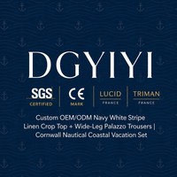 Ensemble haut court ample rayé en lin mélangé 160 GSM et pantalon palazzo large pour femme, style bohème côtier, OEM XS-5XL