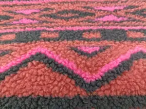 Fluffy Cheap Geometry Jacquard Sherpa Faux Fur Fabric For Area Rug/Carpet/Coat/Toys
