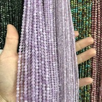 Perles en pierres précieuses facettées en vrac de 2 mm, 3 mm, 4 mm : Émeraude, Grenat, Diopside – Fils de perles taillées en gros