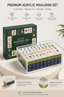 Ensemble de Mahjong Américain de Luxe Personnalisé en Gros, Tuiles en Acrylique Esthétique Moderne avec Boîte de Rangement pour Cadeaux