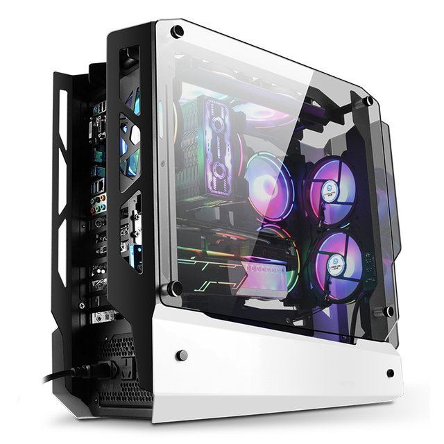New Design White Computer Casing Cabinet Gaming Cabinet Pc Tower case Computer Cases & Towers with Fan Pc Gaming System Unit