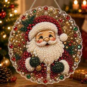 Xmas Holiday Home Decor 9.8 Inch DIY 3D Beaded Acrylic Hanging Ornament with Metal Chain Christmas Pearl <b>Diamond</b> <b>Painting</b> Kit - Product Image 1